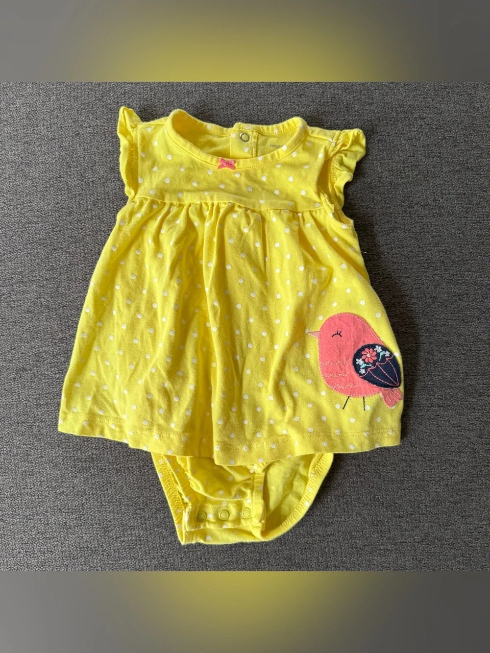 Bundle Baby Girl 6M Set 3PC Summer Romper Floral Bird Appliqué Red Yellow Blue
